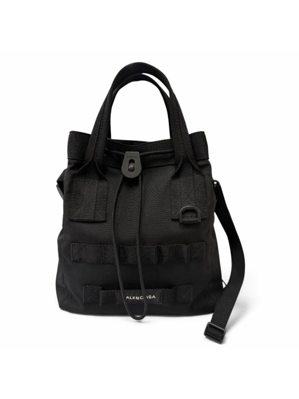 Balenciaga Army Small Nylon Leather 2-Way Tote Bag Black